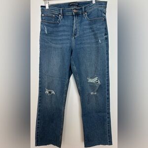 Calvin Klein Women’s Blue Distressed High Rise Straight Jeans Size 30 Sku#16